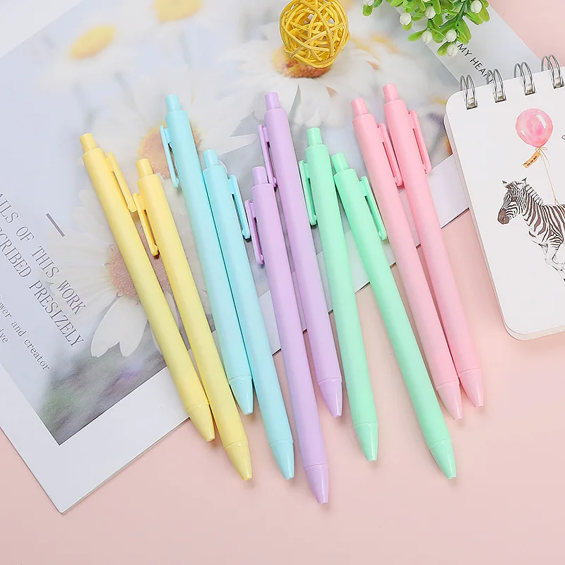 

50PCS Macaron Press Gel Pen Day Is Black Pen Student Office Stationery Pen Test Pen Cute Stationary Supplies Office Accessories