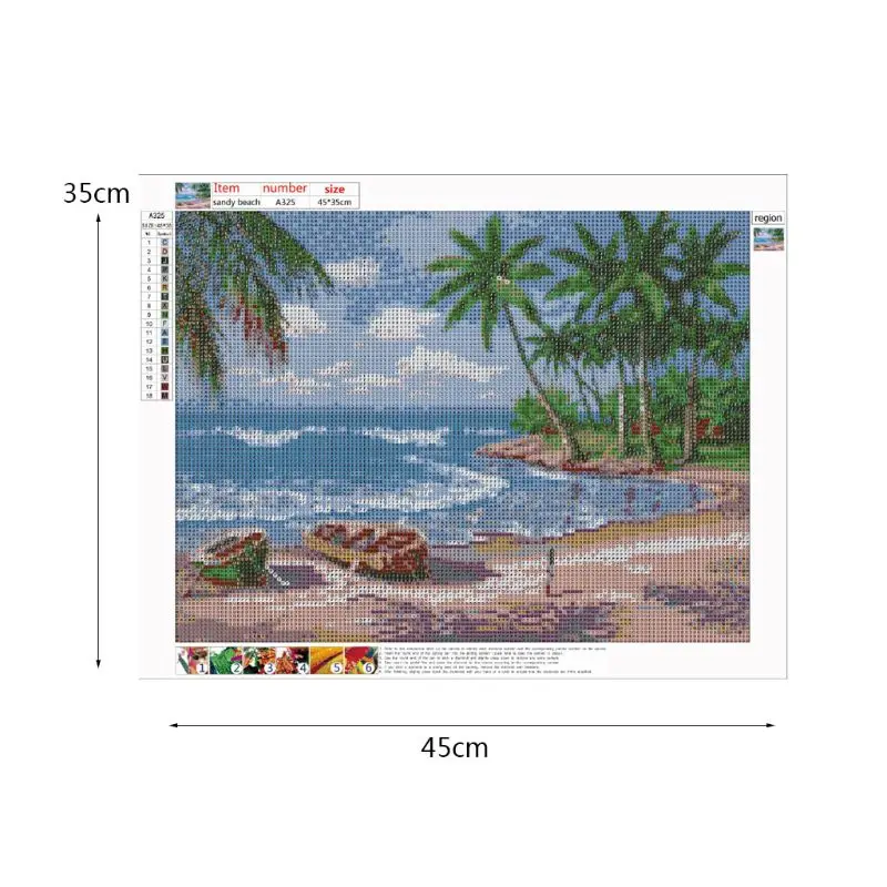 

DIY 5D Full Drill Diamond Painting Beach/Seaside Embroidery Cross Stitch Kit Rhinestone Home Decor Craft