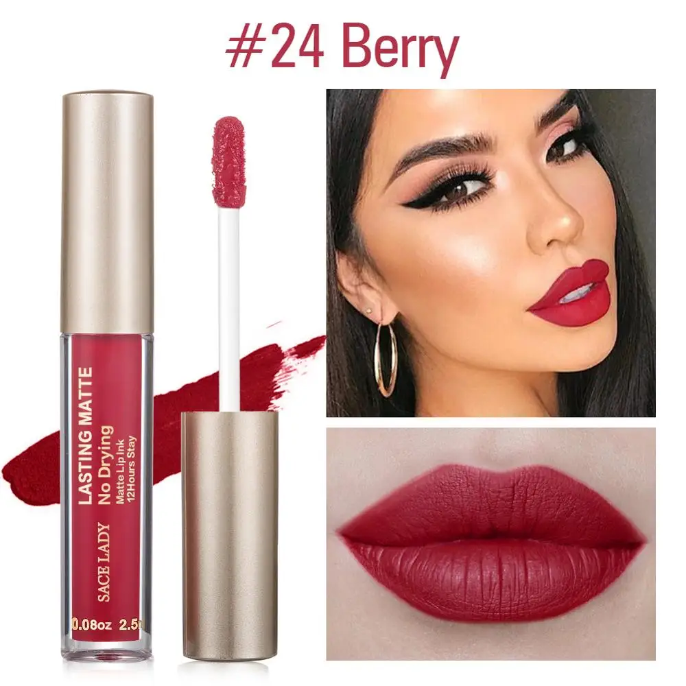 24 Berry SACE LADY матовая губная помада макияж 23 Цвета жидкая губная помада красный телесный оттенок для губ увлажняющий макияж водостойкий стойкий косметический - Цвет: 24 Berry