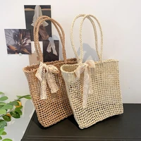 straw shopping bag 2021 large capacity exquisite tote fashion bow hollow out womens shoulder simple handbag