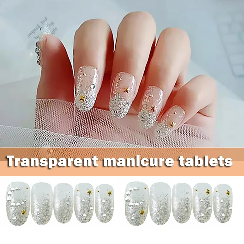 

Женский патч для ногтей с длинной круглой головкой и прозрачным серебряным блеском BUTT666