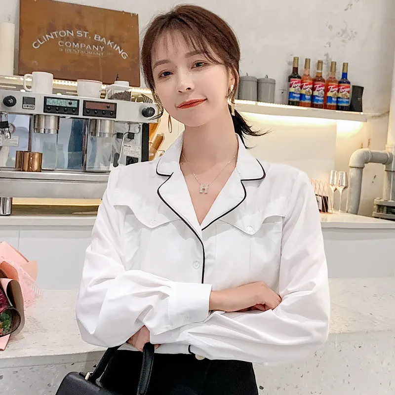 V neck blouse women of fashion 2020 shirt women's clothing korean style long sleeve top autumn blusas feminina chiffon | Женская