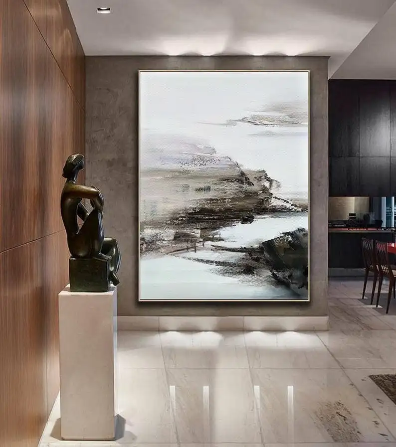 

Большая абстрактная живопись, Современная Абстрактная живопись, оригинальная Минималистичная картина маслом, Офисная настенная живопись, ...