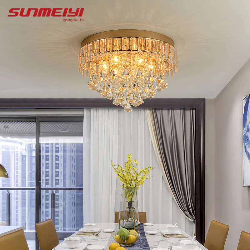 Винтажные светодиодные потолочные светильники с кристаллами романтические для