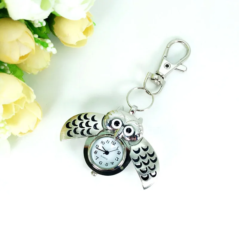 Женские Брелки с животными в стиле панк модные карманные часы совой цепочкой для