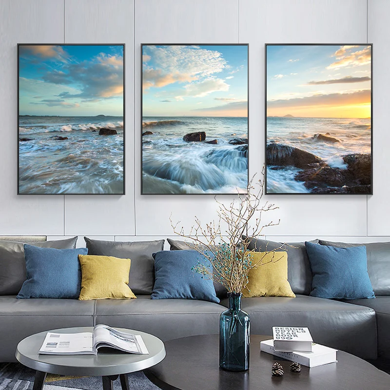 APOSTER скандинавский красивый рассвет голубое море холст живопись и постеры принты