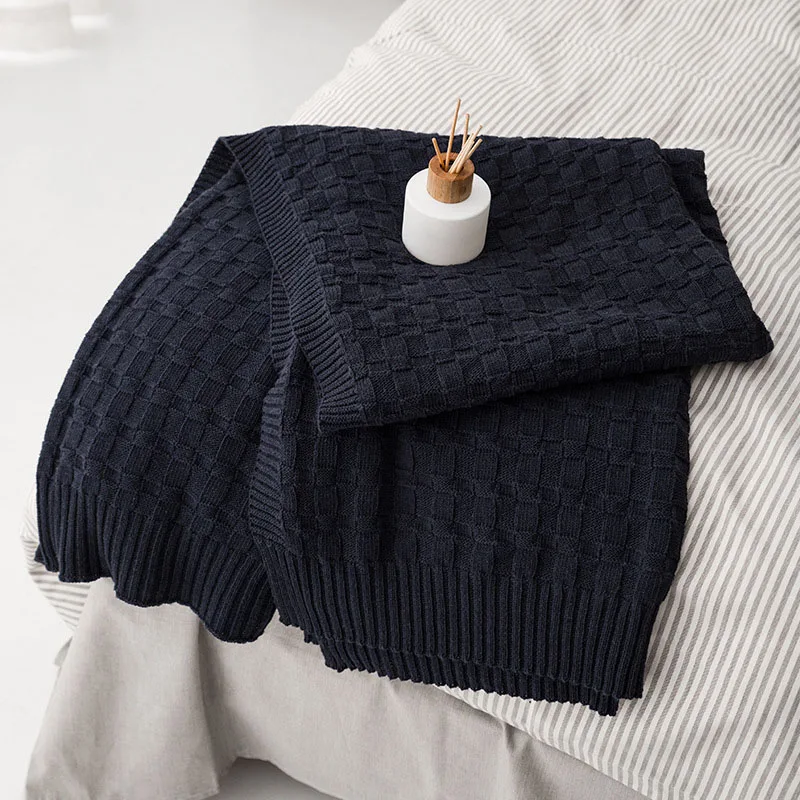 Хлопковое одеяло в скандинавском стиле шаль для сна офиса дивана вязаное с