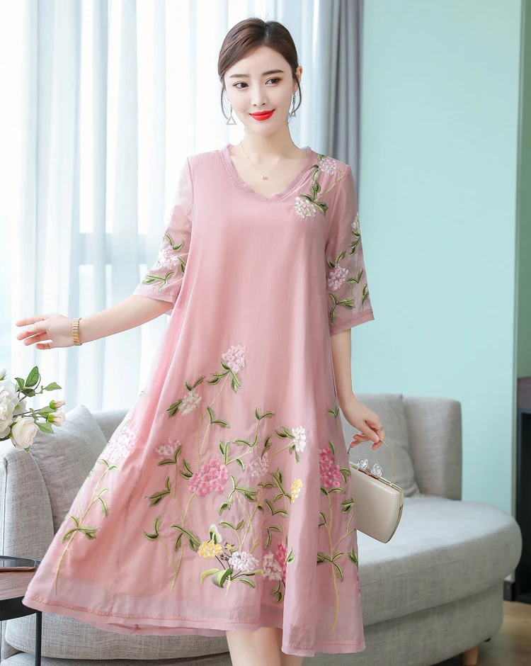 Женское платье с цветочной вышивкой в стиле ретро роскошное большого размера 4XL