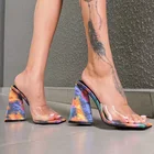 Сандалии женские на высоком каблуке, шлепанцы с открытым носком, на толстой подошве, мюли, пикантная вечерняя Обувь, дропшиппинг