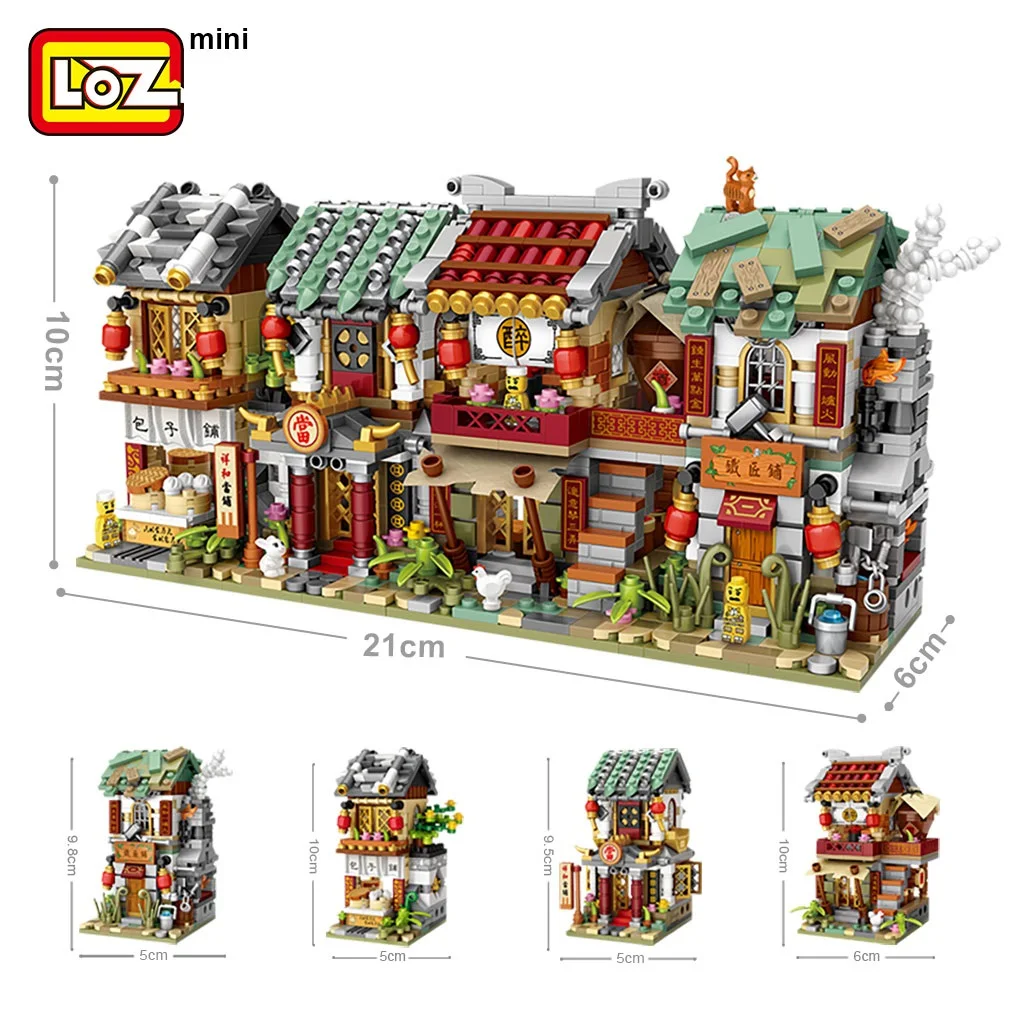 

LOZ City Mini Building Blocks Chinese Street Store Architecture Juguetes Bloques DIY Shop Bricks Educational Toys Gifts for Kids