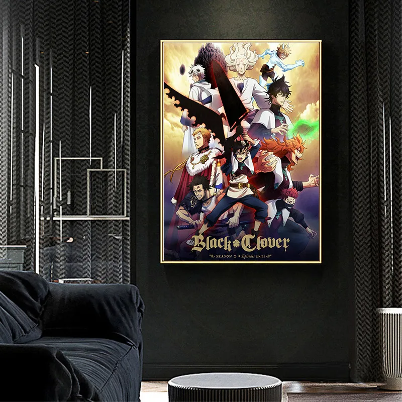 Настенная картина с изображением черного клевера постеры и принты в