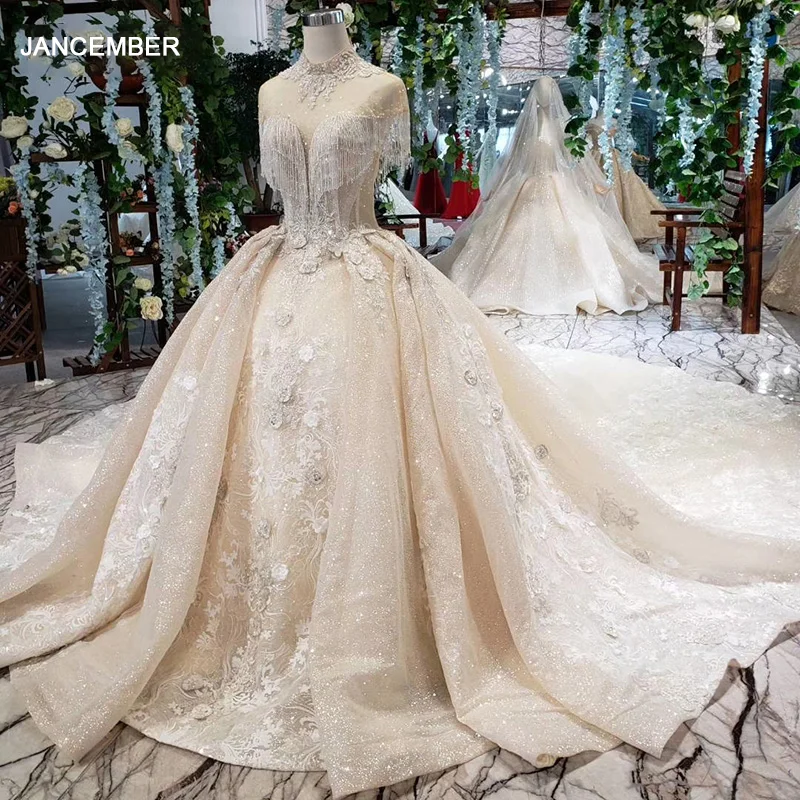 HTL381 бальное платье Свадебные платья принцесса свадебное Цветы Высокий вырез