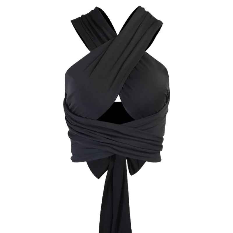 

Summer Women Tank Solid Color Sexy Backless Neck Cross Hollow Out Small Vest