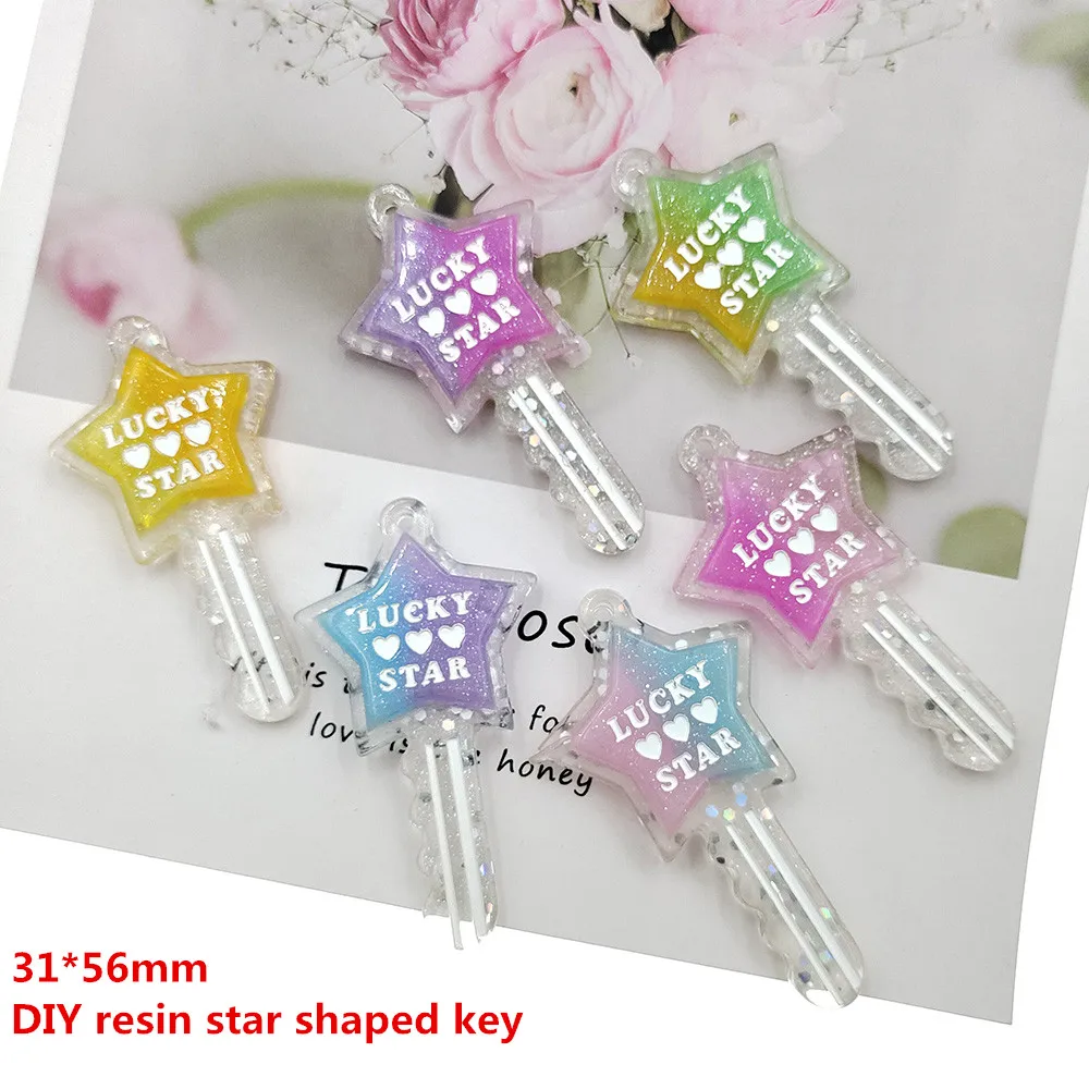 

10 шт./лот DIY разноцветные блестящие двухцветные блестящие звездообразные ключи для детей аксессуары для волос кабошоны из смолы