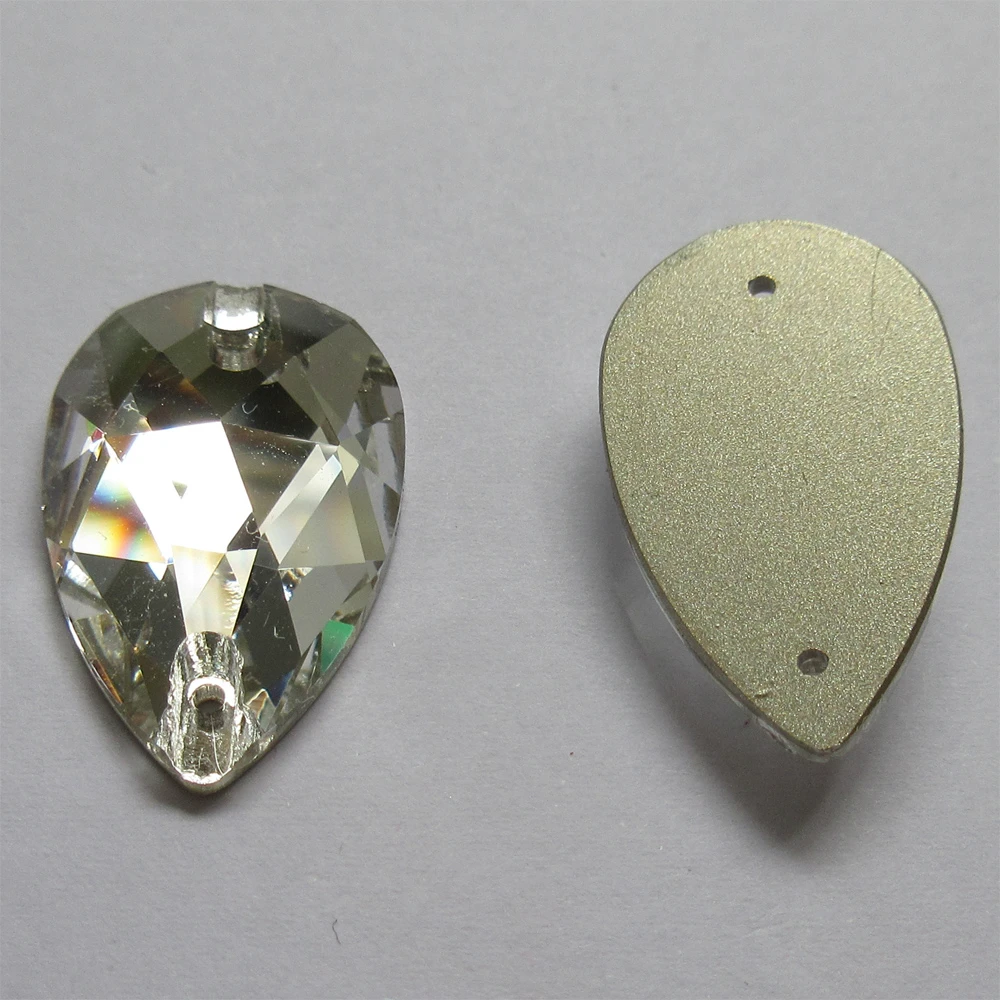 Белый прозрачный в форме капли воды пришить стразы камни плоские с оборота