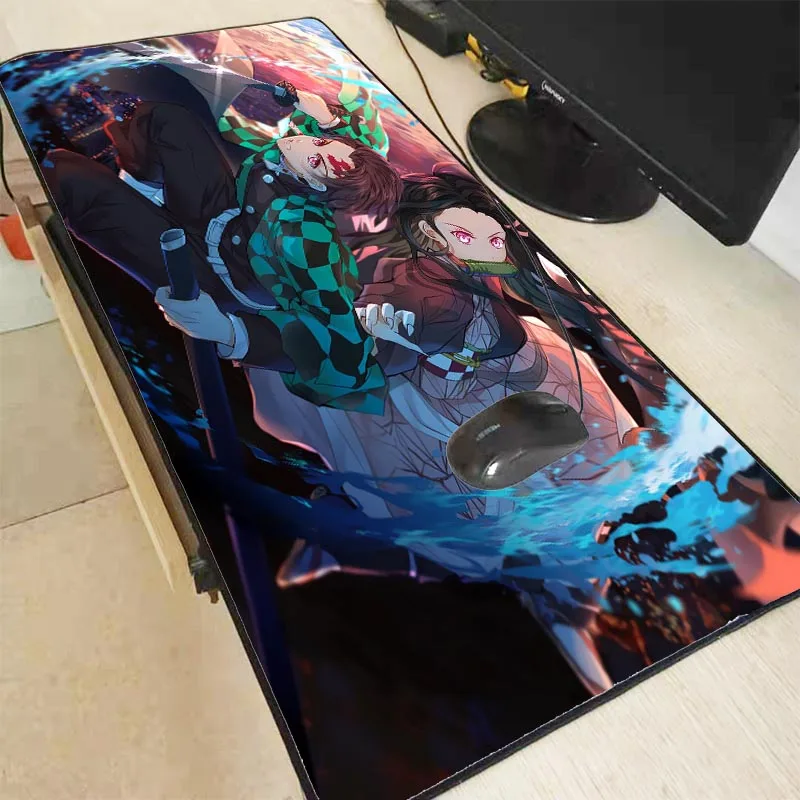 XGZ аниме демон убийца Kimetsu No Yaiba 70x30/90x40 см большой коврик для клавиатуры игровой коврик для мыши фиксирующий край Настольный коврик для ПК ноутбука