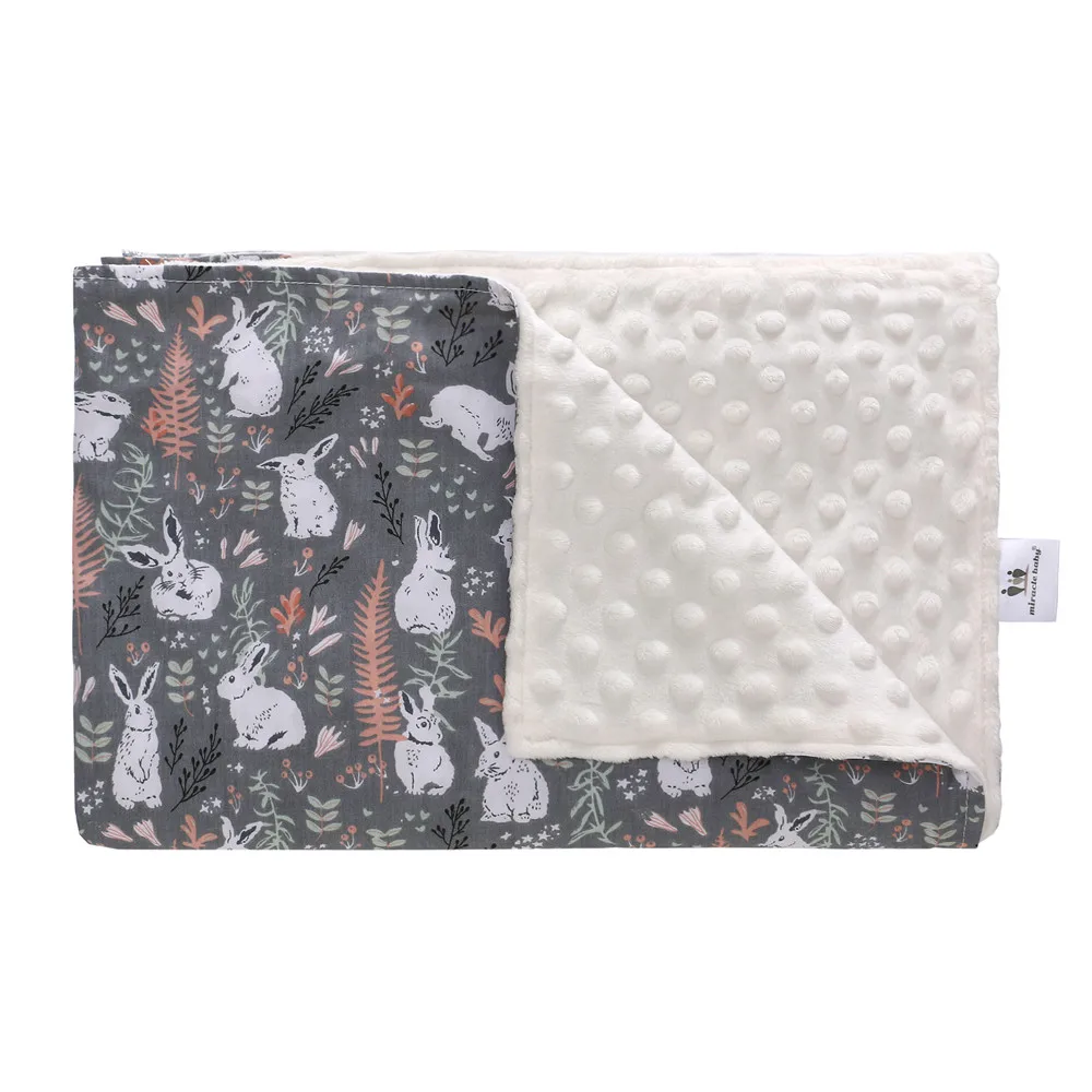 Miracle Baby Minky Super Soft Baby Blankets Double Layer Cartoon Lovely Pattern Luxuries Appease Doll Newborn Swaddle Wrap