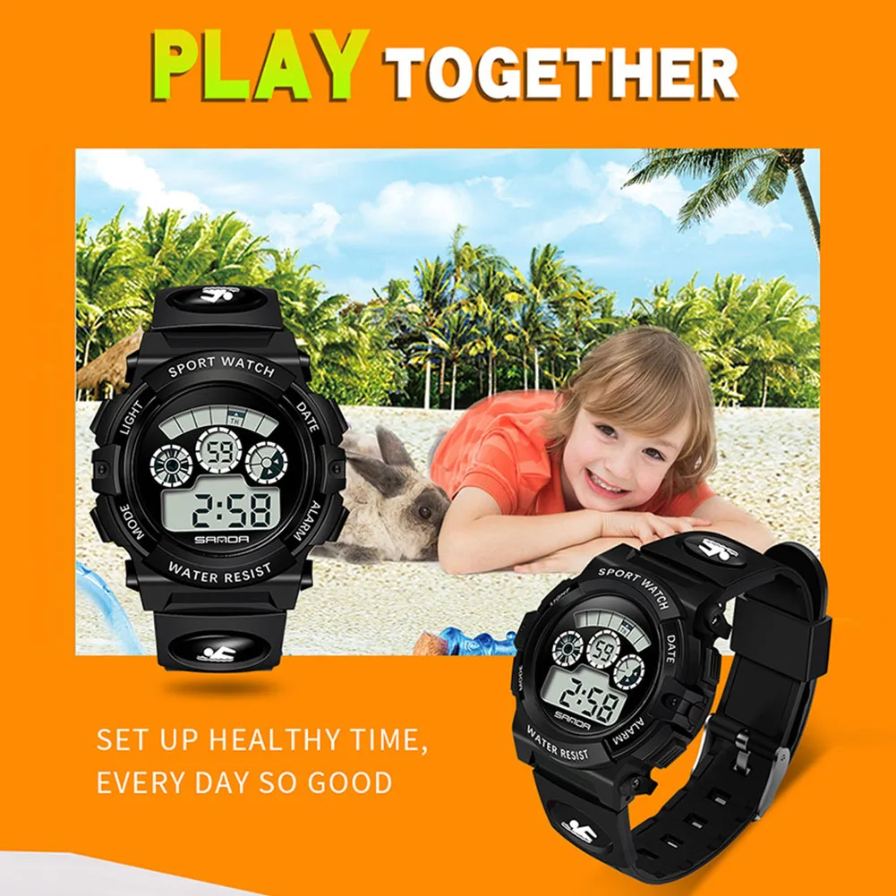 

Date Gift Waterproof Multifunctional Luminous Sports Resin Stopwatch Unisex Electronic Alarm Clear Digital