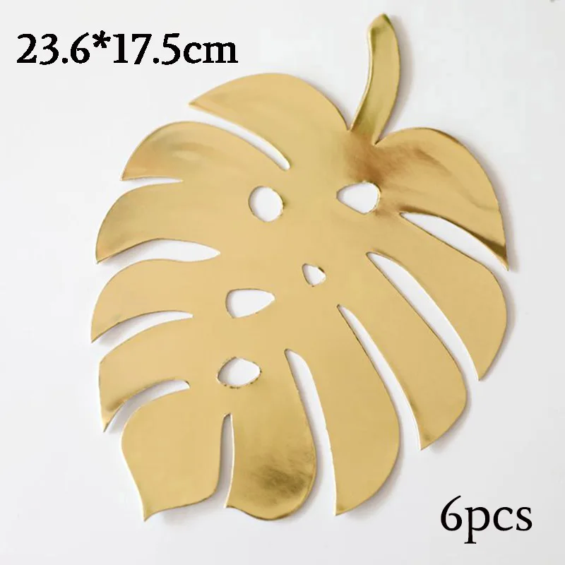 6pcs gold monstera 30 см DIY бумажные цветы искусственные розы свадебный фон день рождения стены декорация праздничные украшения Цветы для настенного декора - Цвет: 6pcs gold monstera
