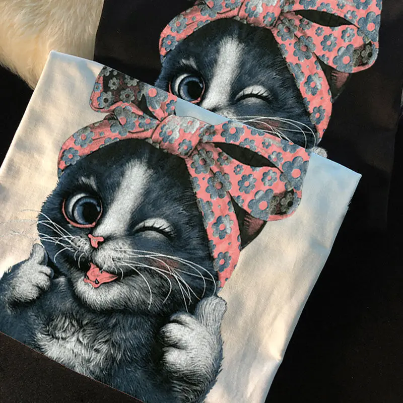 

Kawaii Cat Oversized T Shirt Women 2021 Summer Top Femme Short Sleeve Camisetas De Mujer MINGLIUSILI Plus Size Women Clothing