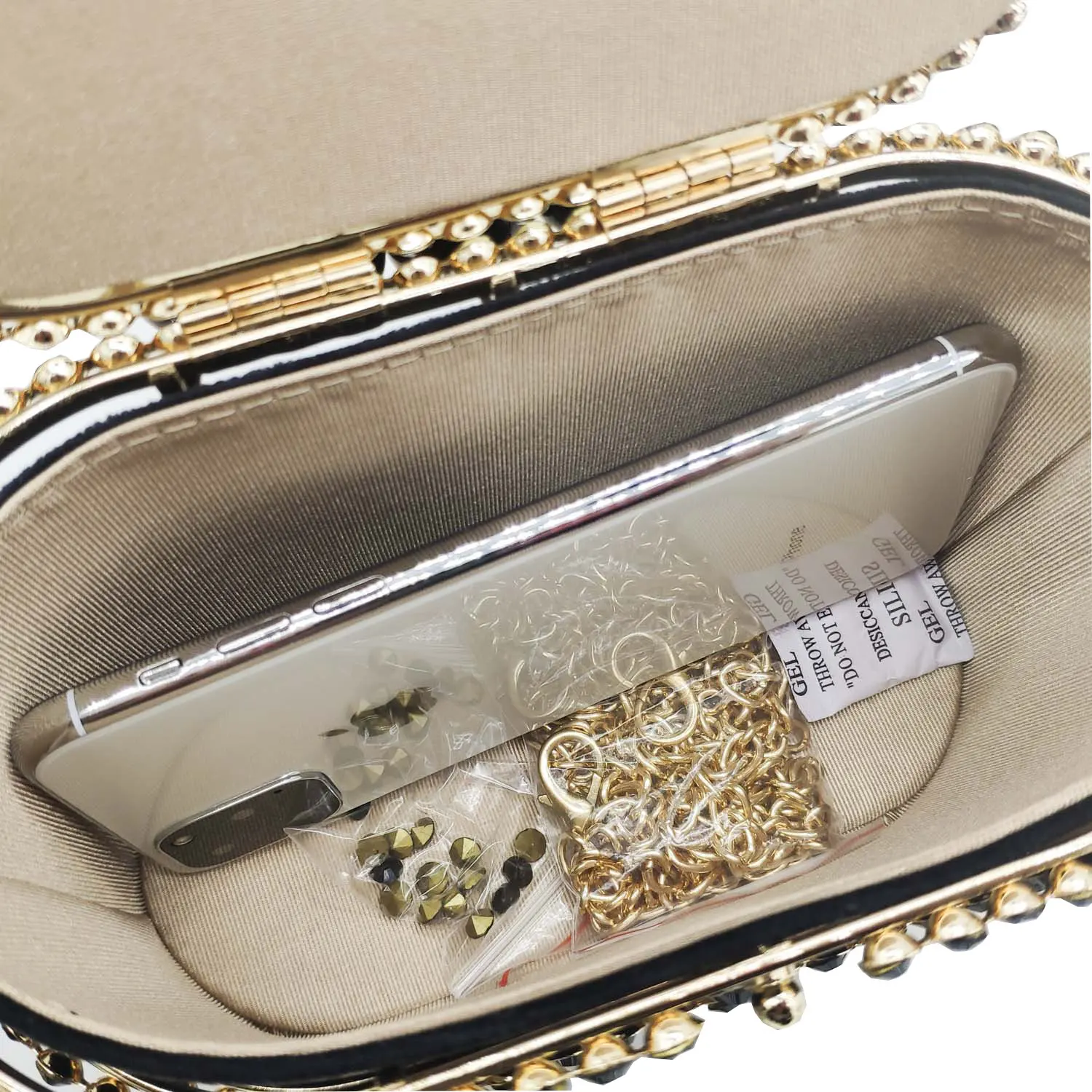 

Double Flower Diamonds Basket Bucket Clutch Women Black Pearl Beaded Shoulder Bag Metal Cage Handbags Ladies Wedding Party Purse