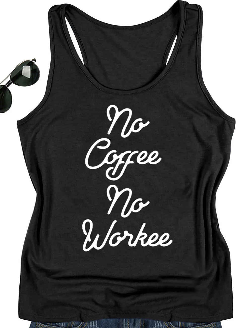 Майка NO COFFEE WAKEE Женская летняя повседневная кофта с надписью|Майки| |