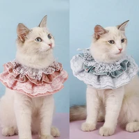 2021 lovely cat collar comfortable temperament pet multi layer lace floral scarf fashion beautiful korea style pet accessories