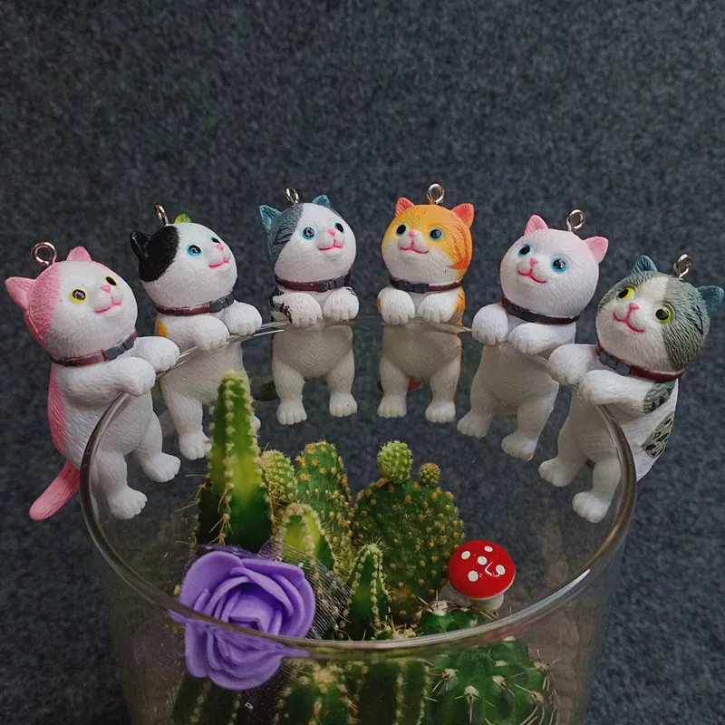 

6 шт./лот подставка для кошки удачи кошки котенка потайной коробки Игрушечные Фигурки Коллекционная рельефная модель из ПВХ игрушка подарок...