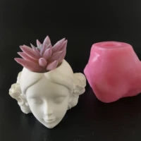 beautiful girl head 3d epoxy resin silicone flower pot mould diy desk pen holder plaster vase clay molds