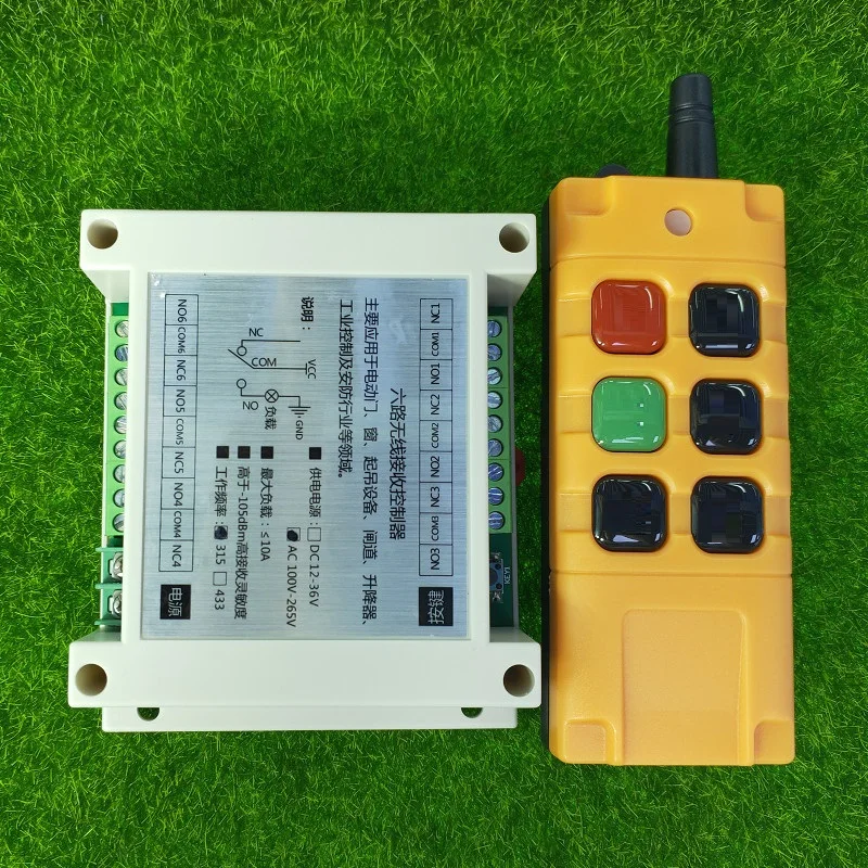 

Industrial-grade AC 110V 220V 6CH 10A RF Wireless Remote Control Switch System With 1000M Long Distance No number Transmitter