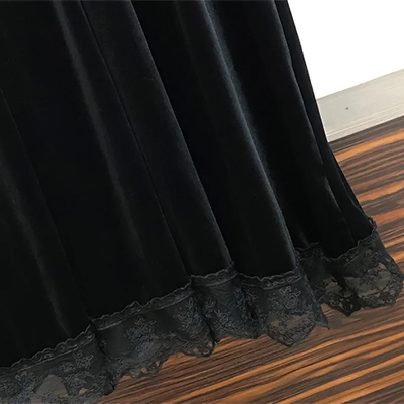 Зимнее винтажное кружевное лоскутное бархатное черное вечерние платья размера