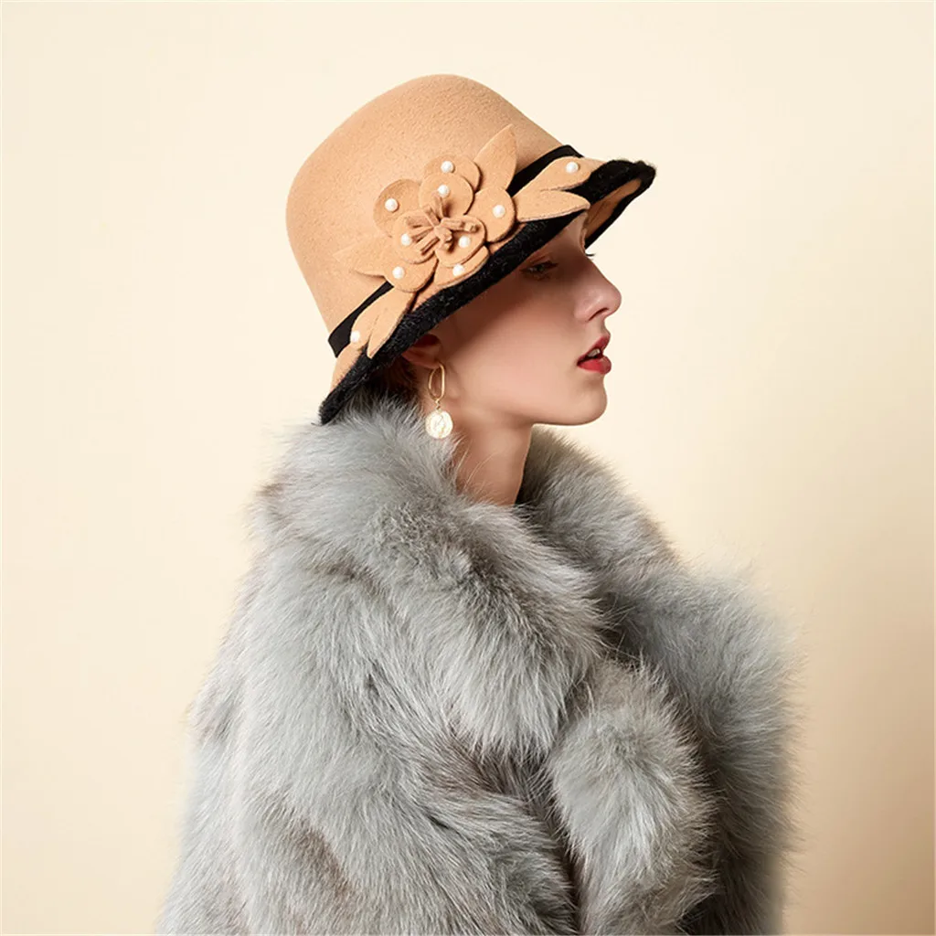 Женская шерстяная шляпа Элегантная черная для церкви свадебные модные головные