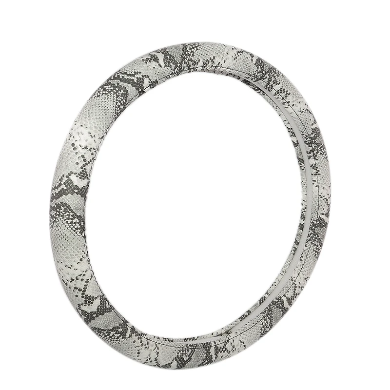 

Snake Grain Steering Wheel Cover PU Leather Auto Steering Covers Wheel Hub Cases Protector for BMX Mercedes Sports Car