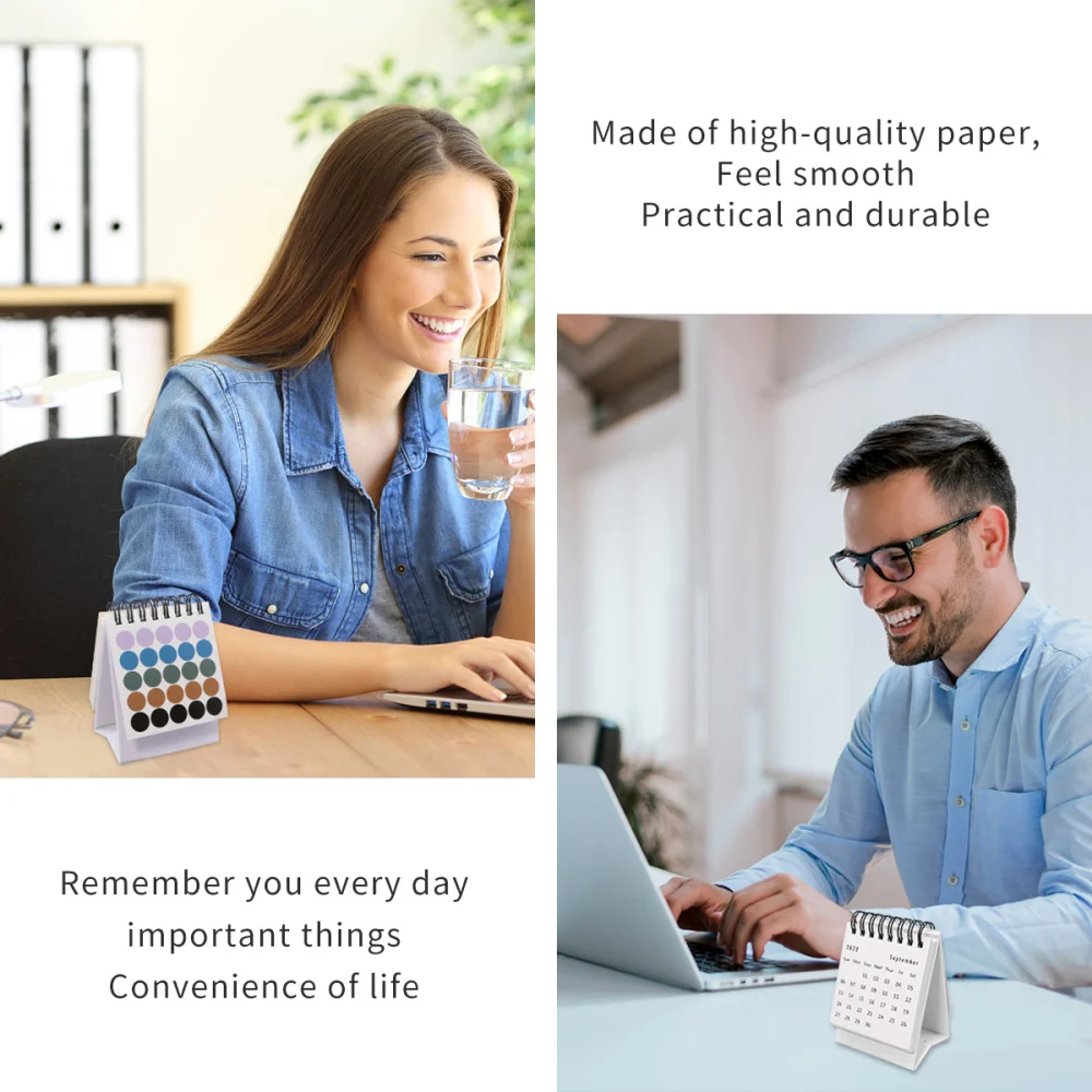 

Mini 2021 Desktop Calendar Foldable Coil Calendar Home Office School Desk Decoration Memo Gifts (White)