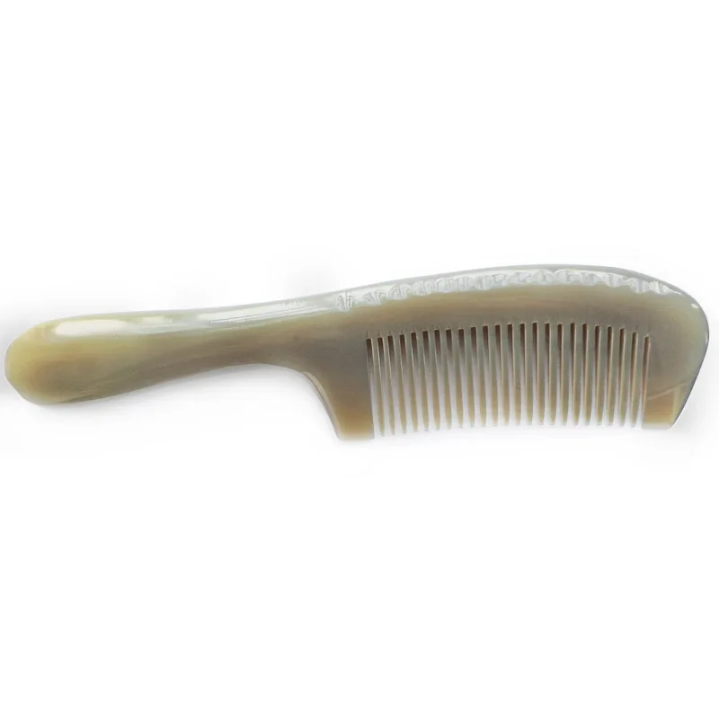 

Natural Yak Horn Comb 20cm Boutique Large Thick Round Handle Comb Massage Horn Comb For Curls Hair Gift For Women G0306