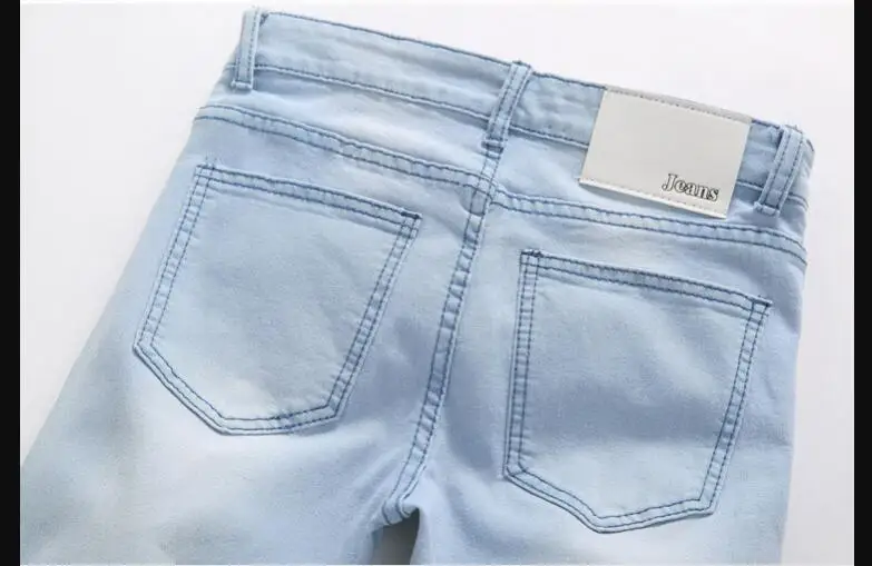 Синие обтягивающие джинсы для мужчин сезон весна лето Эластичные Обтягивающие
