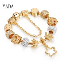 yada gifts ins hollow gold flower braceletsbangles for women simple crown diy bracelets charm crystal jewelry bracelet bt200179