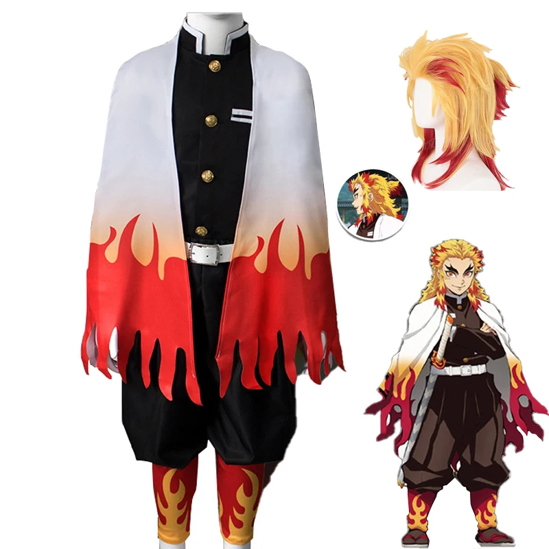 

Костюм-кимоно Rengoku Kyoujurou для косплея из аниме «рассекающий демонов», костюм для ролевых игр, униформа для Хэллоуина, карнавала, вечеринки