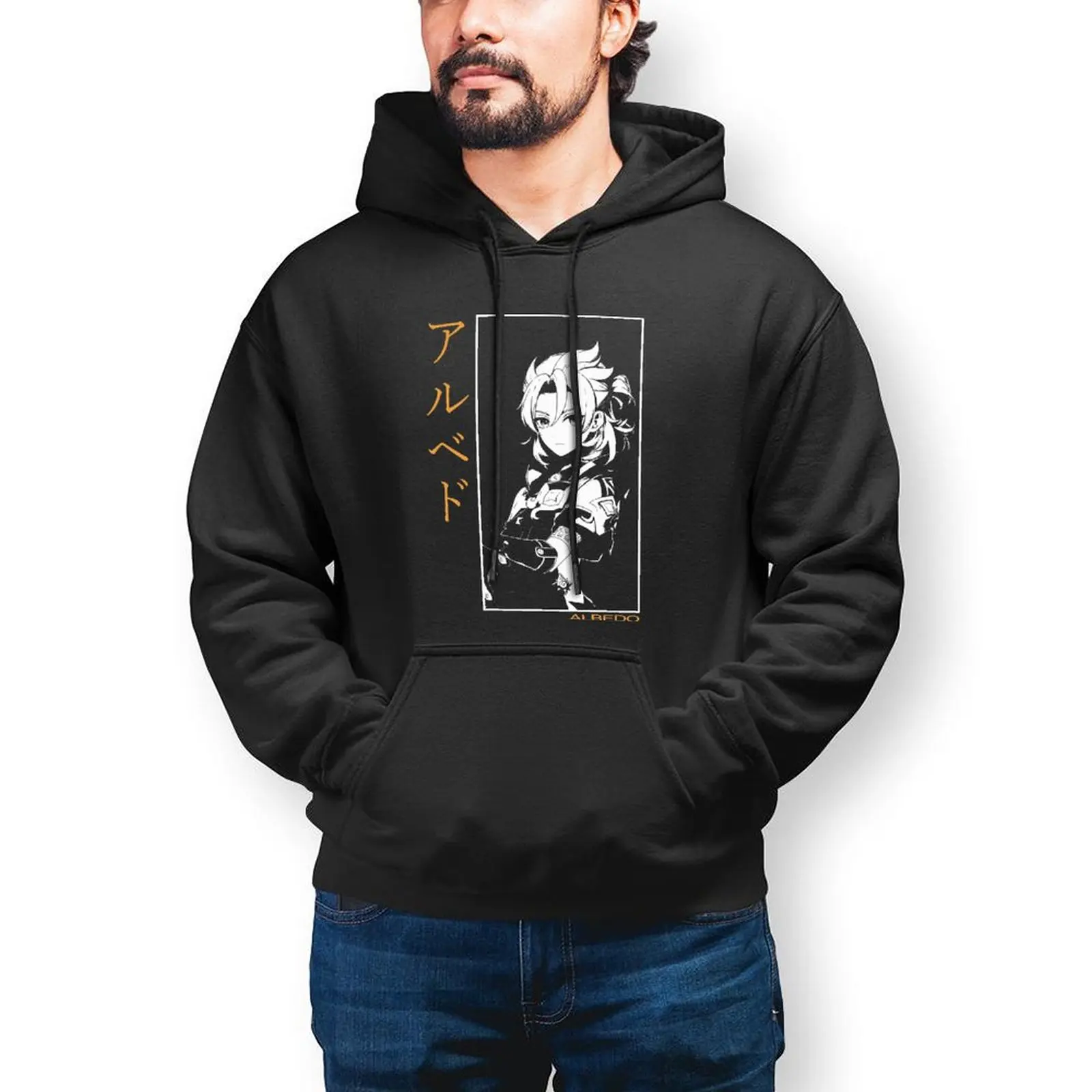 

Albedo Genshin Impact Hoodie Game Character Stylish Long Sleeve Cotton Hoodies Mens Warm Streetwear Pullover Hoodie