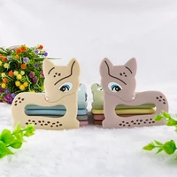 kovict 510pcs silicone teether cartoon deer animal food grade silicone teething toys for teeth tiny rod baby teether gift