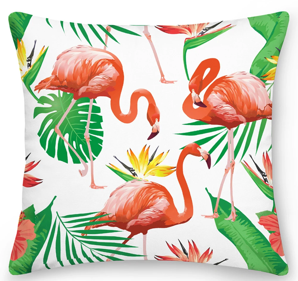 Funda de almohada decorativa con dise&ntilde;o de flamenco, cubierta de coj&iacute;n con dise&ntilde;o Floral para sof&aacute;, cama y coche, 45x45cm-5