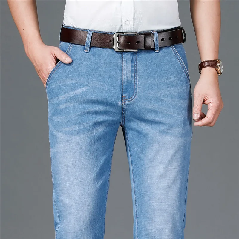 

Men's Jeans New Slim Straight Stretch Male Denim Pants Streetwear Blue Black Classic Business Denim Trousers Fashion Mens Jeans