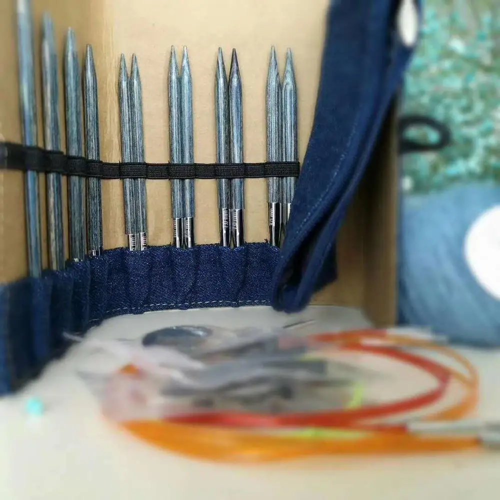 Knitpro джинсовые Сменные круговые иглы набор с Вязание вязанный кабель специальный