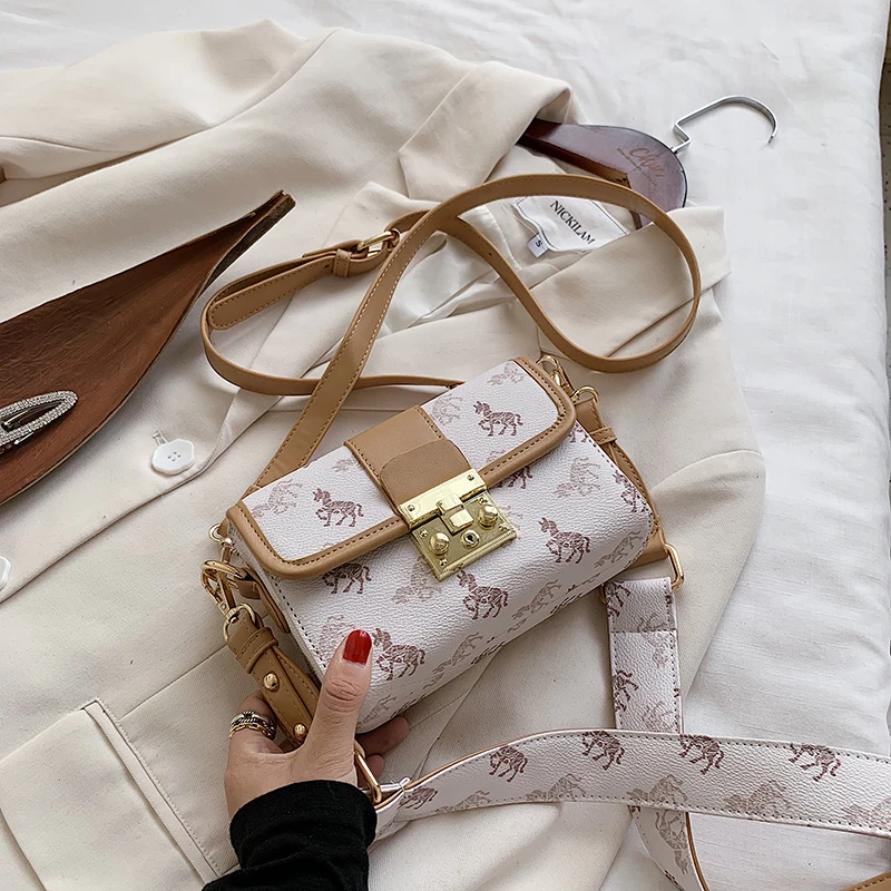 Новинка 2020 женская сумка через плечо с принтом модная из искусственной кожи |