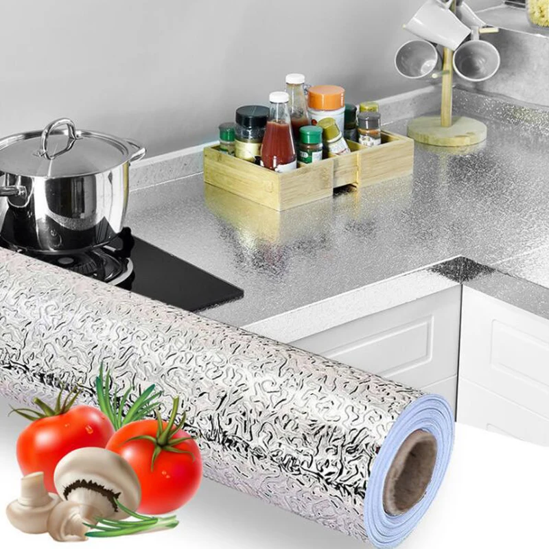 

Anti-fouling 3m*40cm Waterproof Wall Sticker Kitchen Wallpaper Aluminum Foil Oil-proof Mould proof Self Adhesive Stickers
