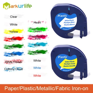 Лента для этикеток Markurlife, 91201, 12267, 91200, 16951, совместимая с DYMO leretroag, черно-белая, 91203, пластиковая лента для LT-100H, LT-100T