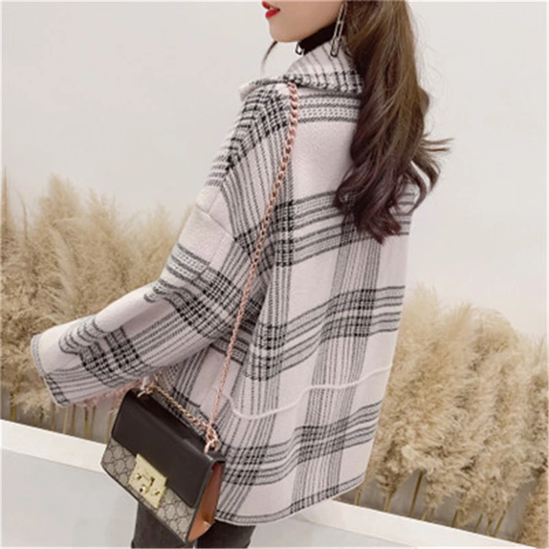 2019 НОВАЯ шикарная Ретро негабаритная клетчатая ветровка куртка Женские блейзеры