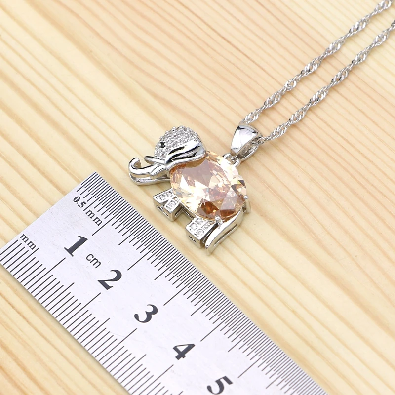 Наборы ювелирных изделий из серебра 925 пробы шампанское кубический цирконий для