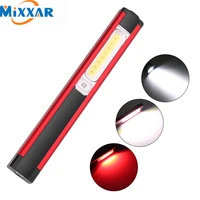 zk20 cob lantern working flashlight portable torch usb charging lanterna build in battery with magnet pen holder red light lamp