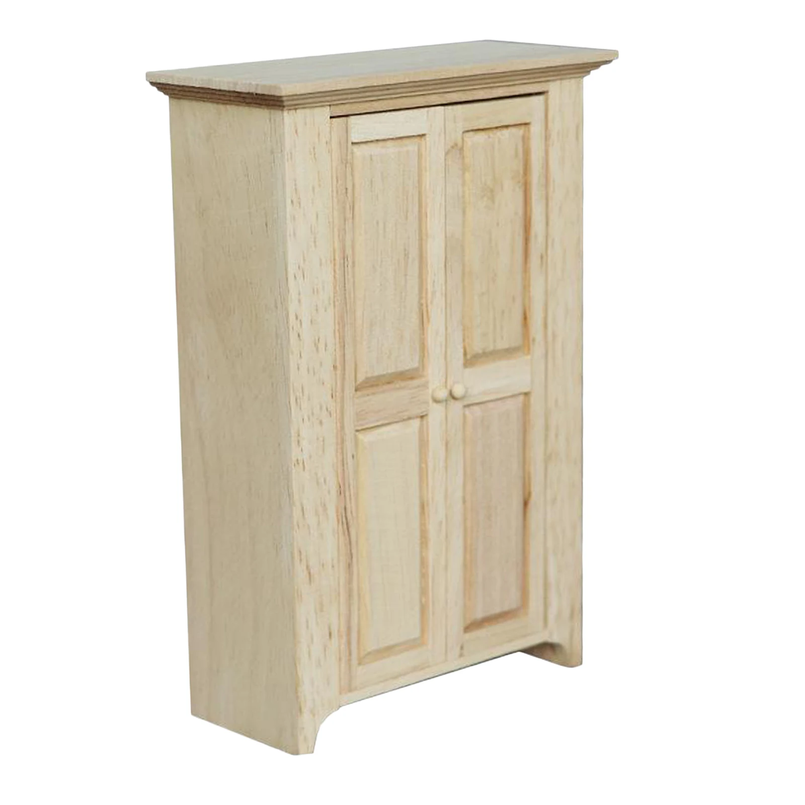 

1/12 Scale Doll House Handmade Rustic Vintage Wooden Double Open Wardrobe Bedroom Living Room Closet Decorative